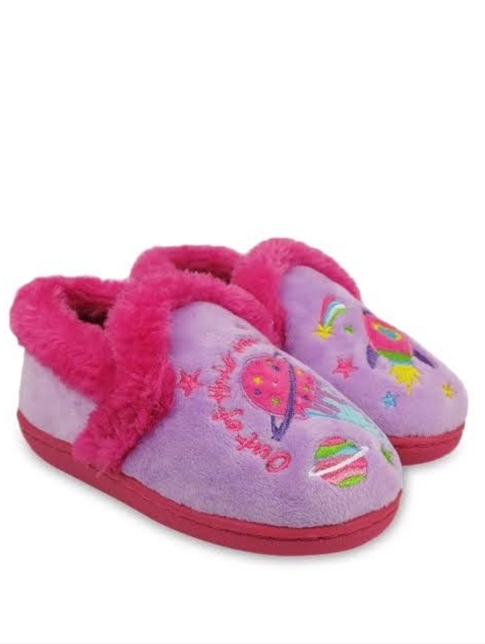 NWT Wonder Nation Kids Lilac Space Plush Slippers - Size: 11-12